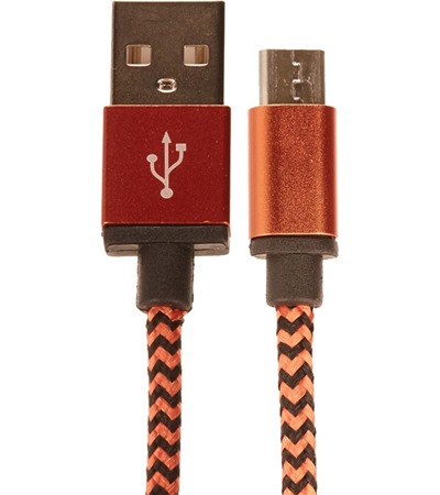 CELLFISH USB-A / micro USB 1m opleten oranov kabel Sleva 15% na organizr kabel