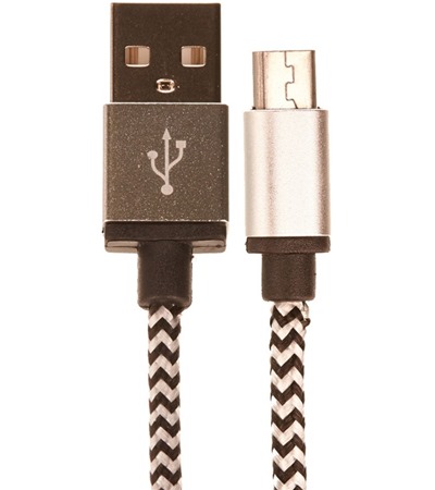 CELLFISH USB-A / micro USB 2m stbrn kabel Sleva 15% na organizr kabel  