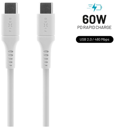 FIXED Liquid silicone USB-C / USB-C 60W 0,5m bl kabel Sleva 15% na organizr kabel  