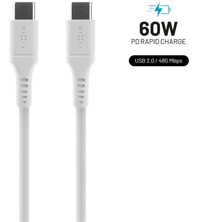 FIXED Liquid silicone USB-C / USB-C 60W 1,2m bl kabel Sleva 15% na organizr kabel  