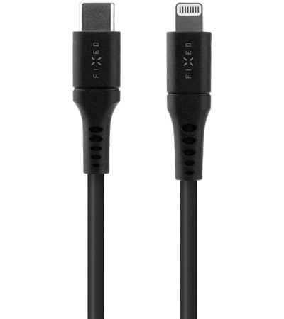 FIXED Liquid silicone USB-C / Lightning 60W 1,2m ern kabel Sleva 15% na organizr kabel
