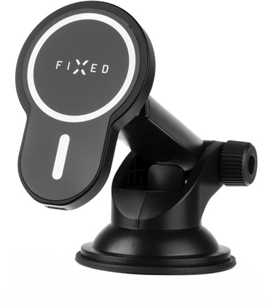 FIXED MagClick XL 15W�dr��k s bezdr�tov�m nab�jen�m a podporou MagSafe na sklo nebo palubn� desku �ern�