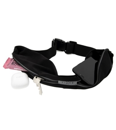 FIXED Sportbelt Duo Univerzln sportovn opasek se dvmi kapsami ern