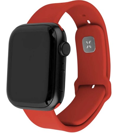 FIXED Silicone Sporty Strap Set silikonovch emnk pro Apple Watch 42 / 44 / 45mm erven