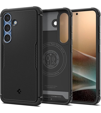 Spigen Core Armor zadn� kryt se zabudovan�mi magnety pro Samsung Galaxy S25 �ern�