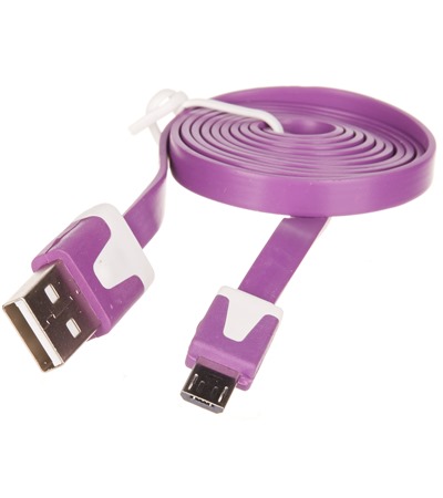 OEM USB-A / micro USB 1m ploch fialov kabel Sleva 15% na organizr kabel  