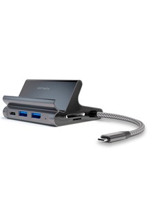 4smarts 7v1 USB-C HUB s držákem na telefon / tablet a podporou Samsung DeX šedý