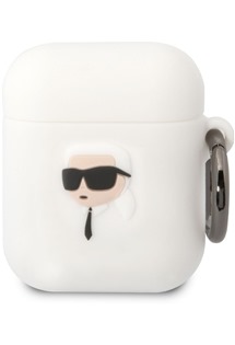 Karl Lagerfeld 3D Karl Head NFT silikonové pouzdro pro Apple Airpods bílé