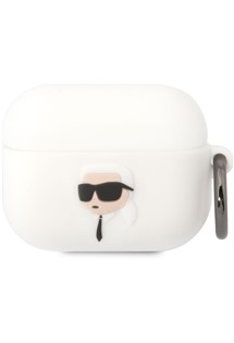 Karl Lagerfeld 3D Karl Head NFT silikonové pouzdro pro Apple Airpods Pro 2019 bílé
