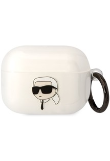 Karl Lagerfeld 3D Karl Head NFT ochranné pouzdro pro Apple Airpods Pro 2019 bílé