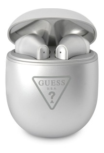 Guess True Wireless Triangle Logo bezdrátová sluchátka stříbrná