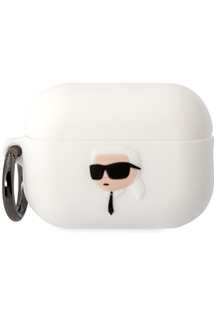 Karl Lagerfeld 3D Karl Head NFT silikonové pouzdro pro Apple Airpods Pro 2022 bílé