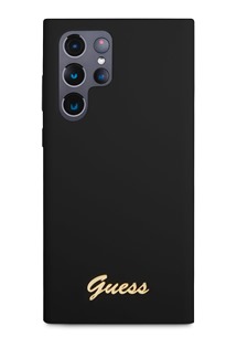 Guess Metal Logo silikonový zadní kryt pro Samsung Galaxy S23 Ultra černý