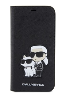 Karl Lagerfeld PU Saffiano Karl and Choupette NFT Book flipové pouzdro pro Apple iPhone 11 černé