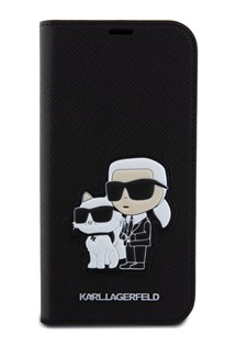 Karl Lagerfeld PU Saffiano Karl and Choupette NFT Book flipové pouzdro pro Apple iPhone 15 černé