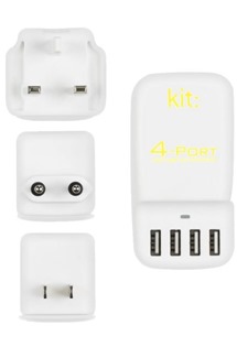 Kit Quad USB cestovní adaptér UK/EU/US 6.8A bílý