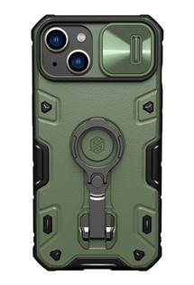 Nillkin CamShield Armor Pro odolný zadní kryt s krytkou kamery a stojánkem pro Apple iPhone 14 / 13 zelený