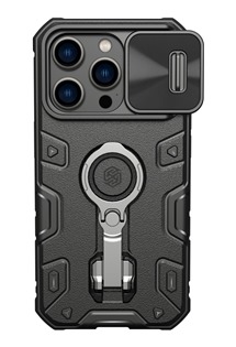 Nillkin CamShield Armor Pro odoln zadn kryt s krytkou kamery a stojnkem pro Apple iPhone 14 Pro ern