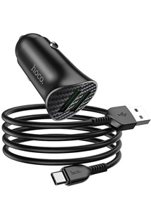 HOCO Z39 18W nabíječka do auta s kabelem USB-A / USB-C 1m černá