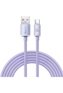Baseus Crystal Shine Series USB-A / USB-C 100W 2m opletený fialový kabel