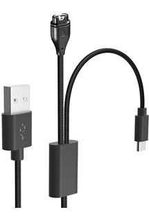 Tactical USB-A nabíjecí a datový Kabel 2v1 pro Garmin Fenix 7 + USB-C černý