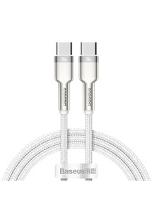 Baseus Cafule Series USB-C/USB-C, 1m 100W opletený bílý kabel s kovovými koncovkami