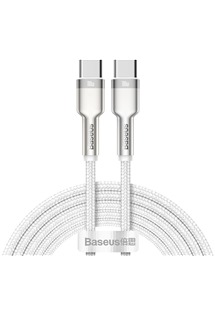 Baseus Cafule Series USB-C/USB-C, 2m 100W opletený bílý kabel s kovovými koncovkami