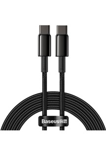 Baseus Tungsten Gold USB-C / USB-C, 2m 100W opletený černý kabel