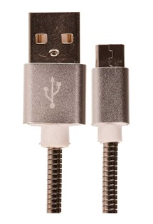 CellFish USB-A / micro USB, 1m kovový stříbrný kabel