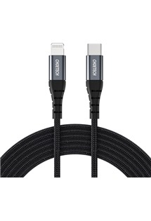 CHOETECH USB-C / Lightning, 3m 20W opletený černý kabel, MFi