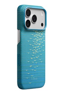 Pitaka Edge Glints of Gold aramidov� zadn� kryt s krytkou tla��tka Camera Control pro Apple iPhone 18 Pro/17 Pro bled� modr�