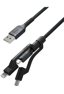 Nomad Kevlar 3v1 USB-A / USB-C, micro USB, Lightning 1,5m Mfi černý kabel