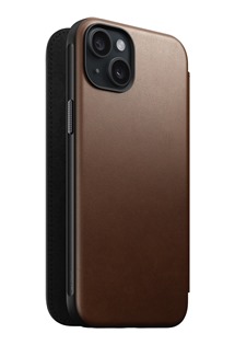 Nomad Modern Leather Folio kožené flipové pouzdro pro Apple iPhone 15 Plus tmavě hnědé