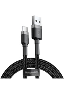 Baseus Cafule Series USB-A / USB-C, 0,5m 3A opletený černý / šedý kabel