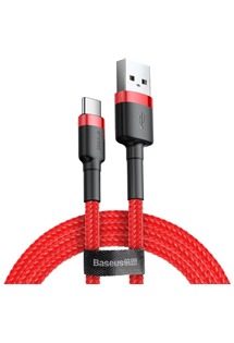 Baseus Cafule Series USB-A / USB-C 2m opletený červený kabel