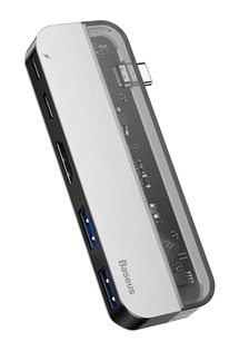 Baseus Transparent Series 5v1 USB-C HUB šedý