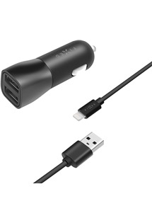 FIXED 15W nabíječka do auta s kabelem USB-A / Lightning 1m černá