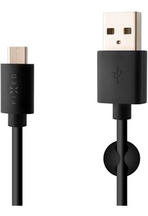 FIXED USB-A / USB-C, 2m, černý kabel