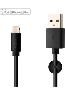 FIXED USB-A / Lightning, 1m, černý kabel