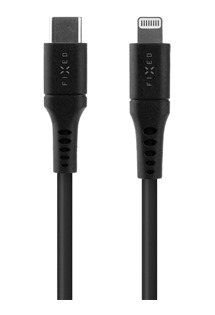 FIXED Liquid silicone USB-C / Lightning, 0,5m, 60W černý kabel