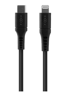 FIXED Liquid silicone USB-C / Lightning, 2m, 60W černý kabel