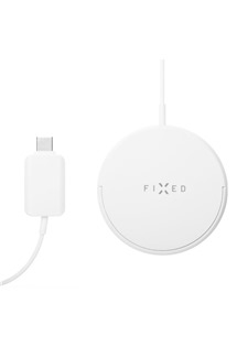 FIXED MagPad 15W stolní nabíječka s podporou uchycení MagSafe pro Apple iPhone bílá
