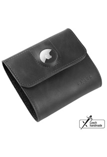 FIXED Classic Wallet for AirTag kožená peněženka z pravé hovězí kůže černá