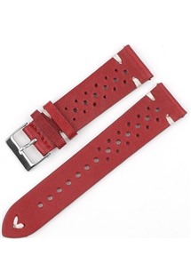RhinoTech Genuine Leather univerzální kožený řemínek 18mm Quick Release pro smartwatch červený