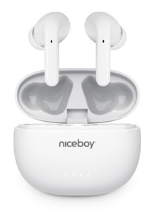 Niceboy HIVE Pins 3 ANC bezdrátová sluchátka s aktivním potlačením hluku bílá