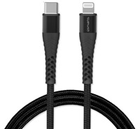 4smarts PremiumCord USB-C / Lightning, 3m 20W odolný černý kabel, MFi