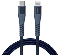 4smarts PremiumCord USB-C / Lightning, 3m 20W odolný modrý kabel, MFi