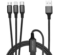 4smarts ForkCord 3v1 USB / micro USB, USB-C, Lightning, 1m opletený černý kabel