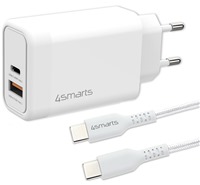 4smarts VoltPlug 45W nabíječka do sítě s USB-C / USB-C kabelem 1,8m bílá