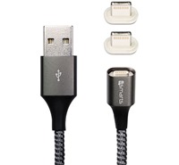 4smarts GravityCord 2.0 USB / 2x magnetický Lightning, 1m šedý kabel